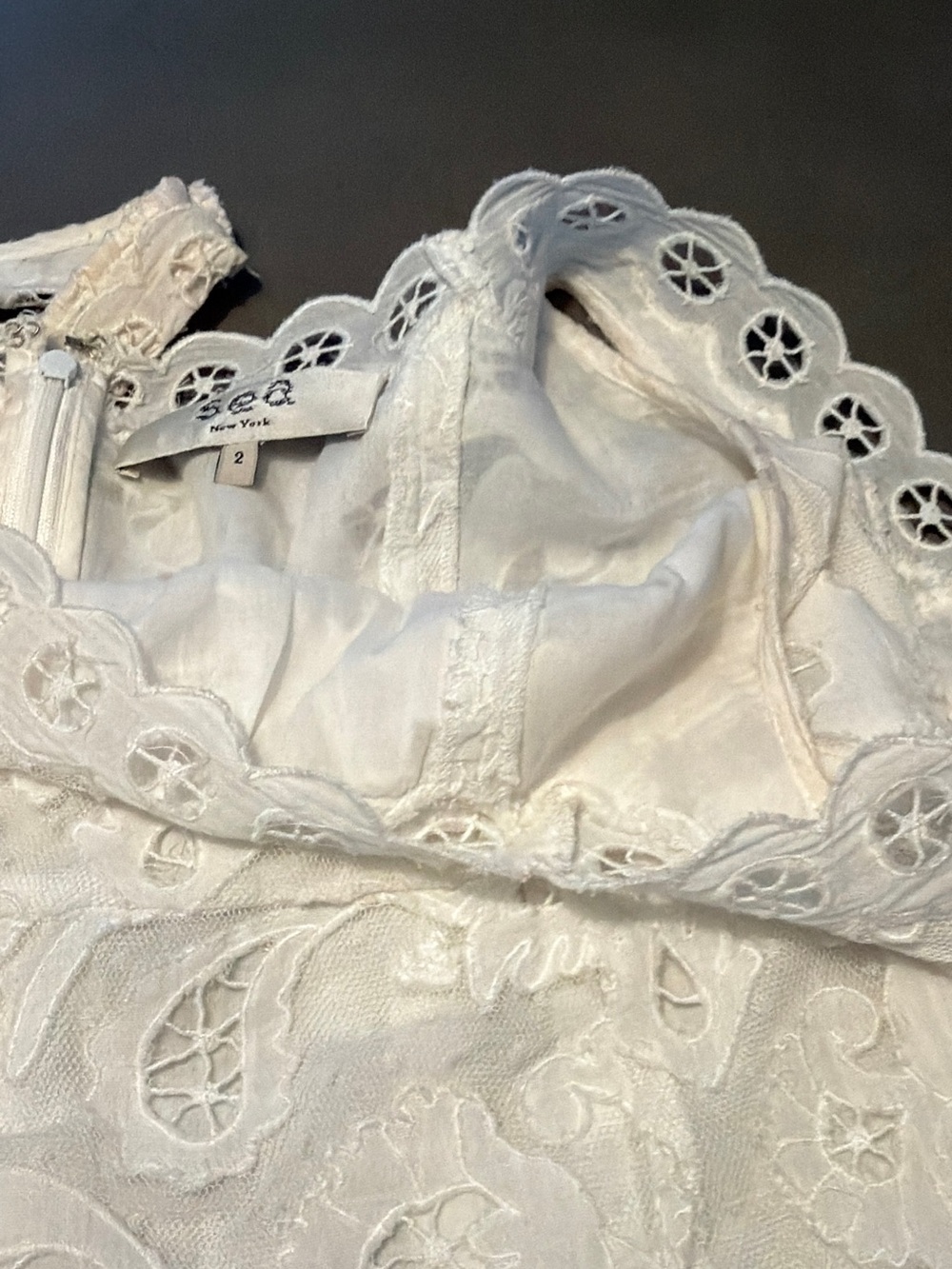 Sea New York White Eyelet Lace Square-Neck Mini Dress - Picture 6 of 9